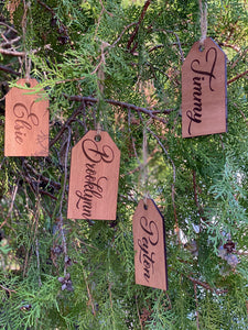 Personalized christmas tag ornaments