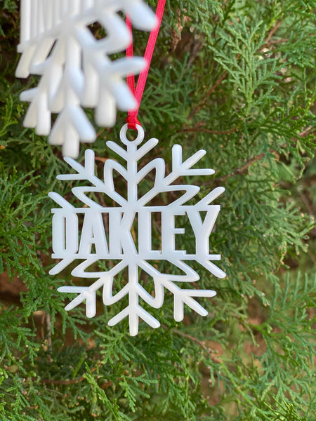 Personalized White Snowflake Ornament